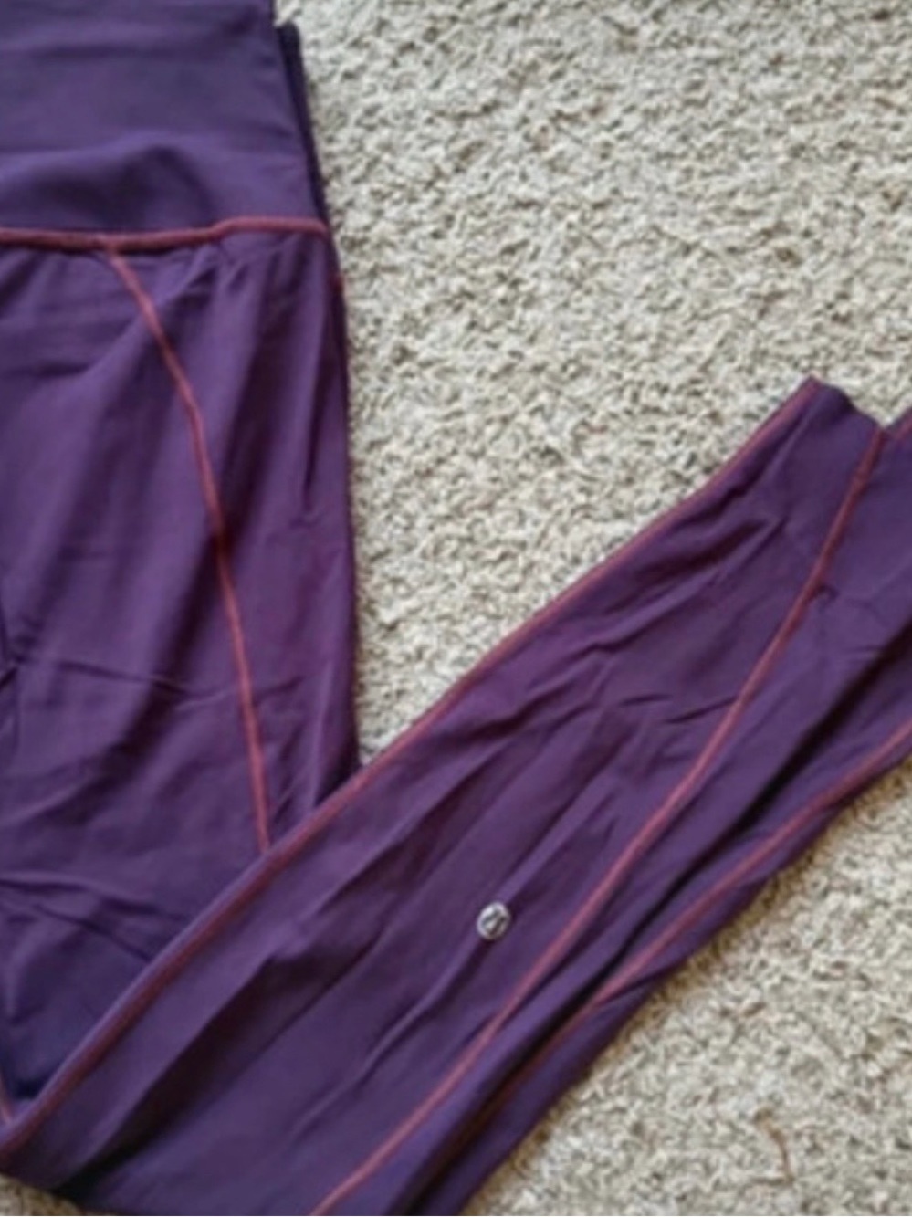 lululemon athletica Purple Leggings with Bright Pink Contrast Stitching